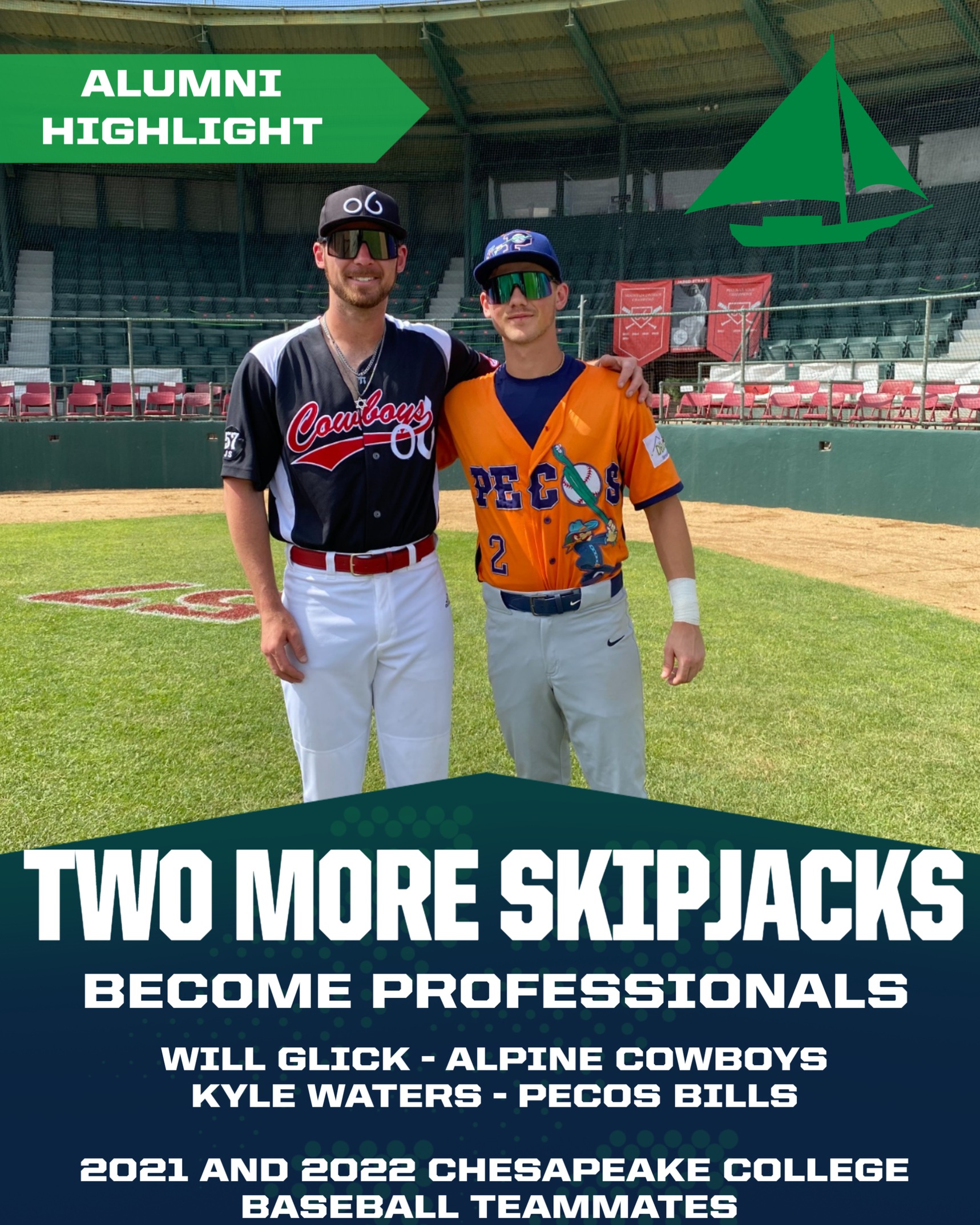 2021 and 2022 teammates Will Glick (Alpine Cowboys) and Kyle Waters (Pecos Bills) have both signed as free agents.
